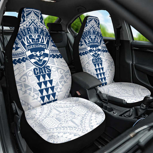Personalized Geelong Cats Car Seat Cover Polynesian Tribal Pattern Heritage Football