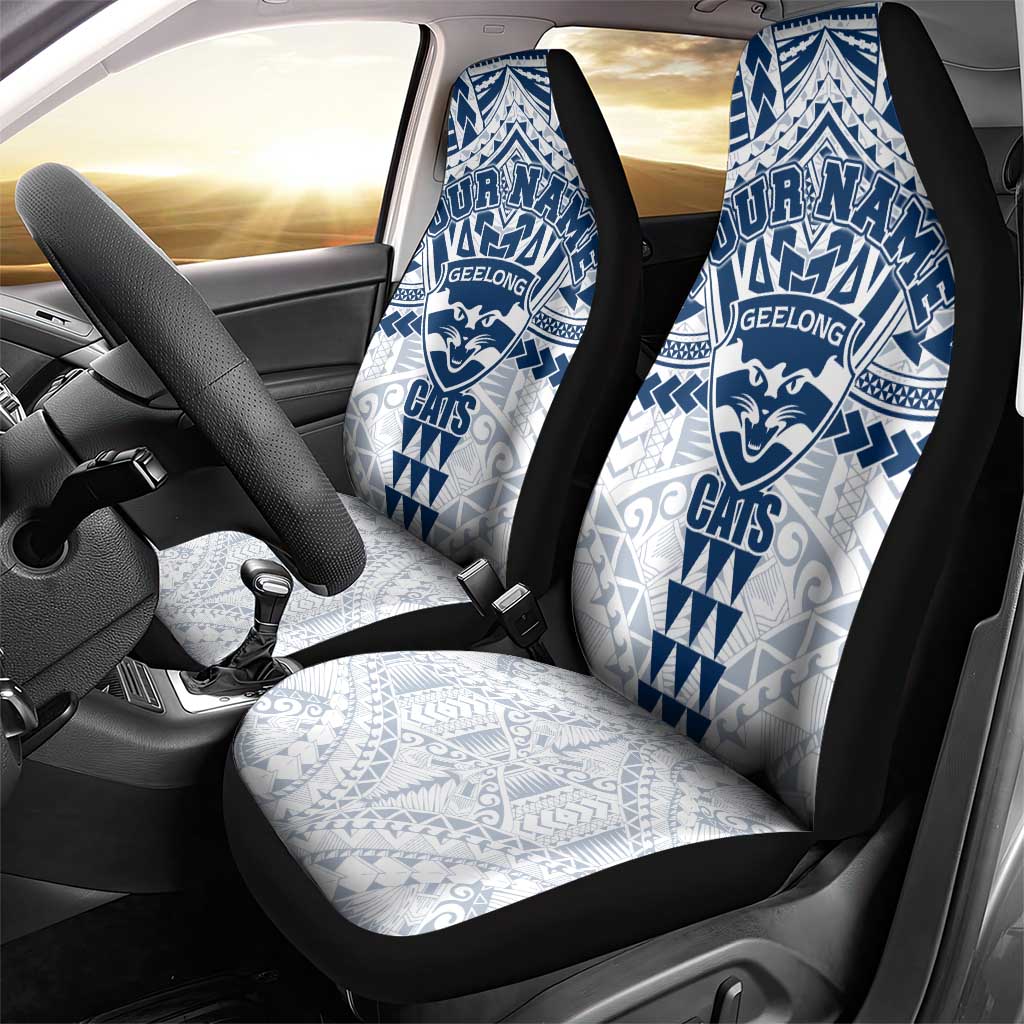 Personalized Geelong Cats Car Seat Cover Polynesian Tribal Pattern Heritage Football