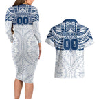 Personalized Geelong Cats Couples Matching Long Sleeve Bodycon Dress and Hawaiian Shirt Polynesian Tribal Pattern Heritage Football