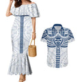 Personalized Geelong Cats Couples Matching Mermaid Dress and Hawaiian Shirt Polynesian Tribal Pattern Heritage Football