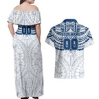 Personalized Geelong Cats Couples Matching Off Shoulder Maxi Dress and Hawaiian Shirt Polynesian Tribal Pattern Heritage Football