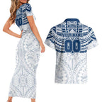 Personalized Geelong Cats Couples Matching Short Sleeve Bodycon Dress and Hawaiian Shirt Polynesian Tribal Pattern Heritage Football