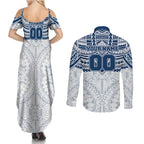 Personalized Geelong Cats Couples Matching Summer Maxi Dress and Long Sleeve Button Shirt Polynesian Tribal Pattern Heritage Football