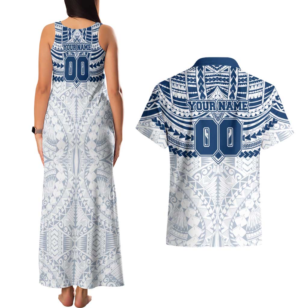 Personalized Geelong Cats Couples Matching Tank Maxi Dress and Hawaiian Shirt Polynesian Tribal Pattern Heritage Football