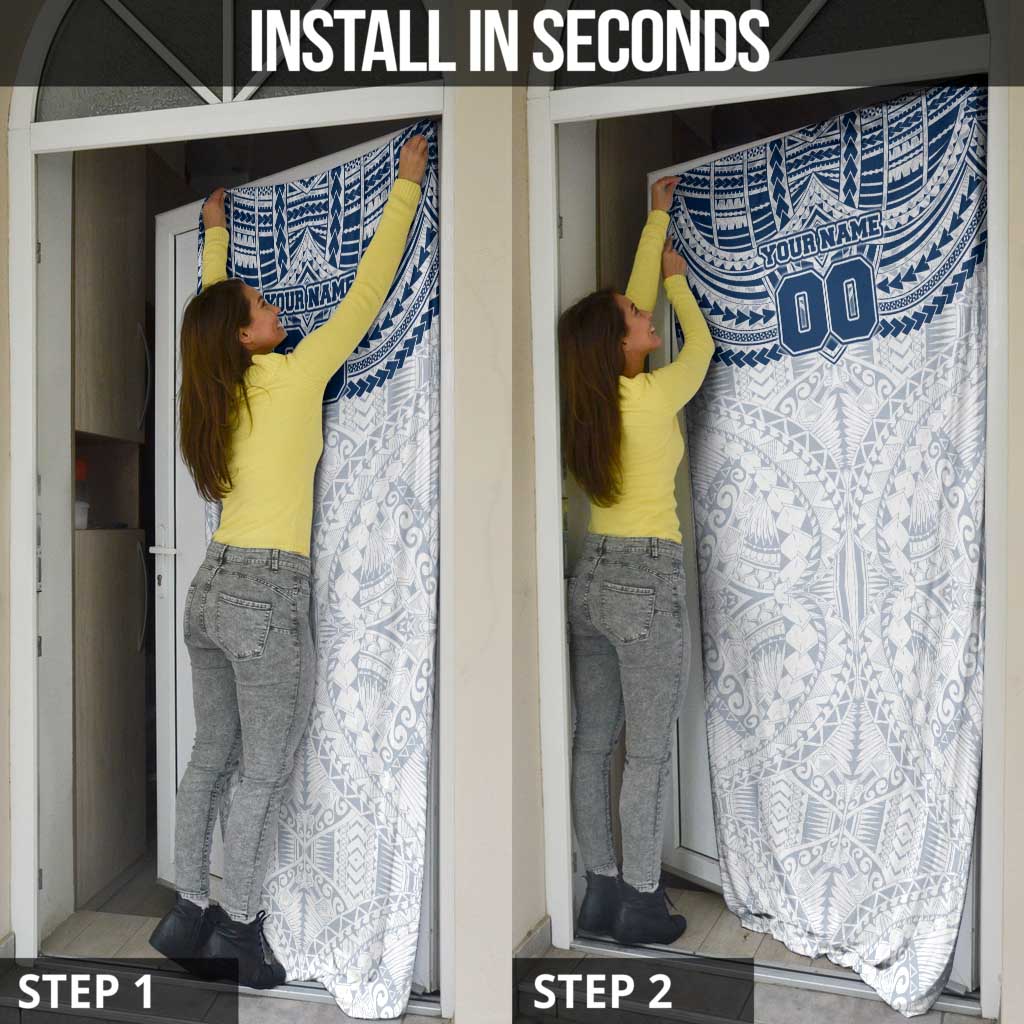 Personalized Geelong Cats Door Cover Polynesian Tribal Pattern Heritage Football