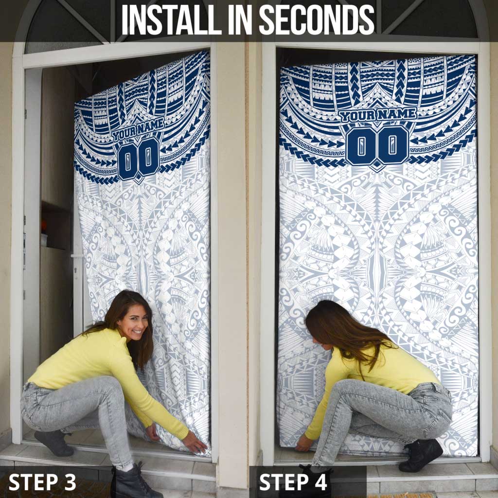 Personalized Geelong Cats Door Cover Polynesian Tribal Pattern Heritage Football