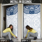 Personalized Geelong Cats Door Cover Polynesian Tribal Pattern Heritage Football