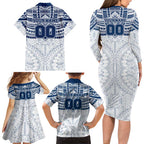 Personalized Geelong Cats Family Matching Long Sleeve Bodycon Dress and Hawaiian Shirt Polynesian Tribal Pattern Heritage Football