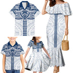 Personalized Geelong Cats Family Matching Mermaid Dress and Hawaiian Shirt Polynesian Tribal Pattern Heritage Football