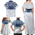 Personalized Geelong Cats Family Matching Off Shoulder Maxi Dress and Hawaiian Shirt Polynesian Tribal Pattern Heritage Football