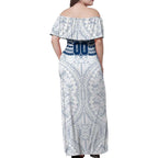 Personalized Geelong Cats Family Matching Off Shoulder Maxi Dress and Hawaiian Shirt Polynesian Tribal Pattern Heritage Football