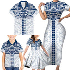 Personalized Geelong Cats Family Matching Short Sleeve Bodycon Dress and Hawaiian Shirt Polynesian Tribal Pattern Heritage Football