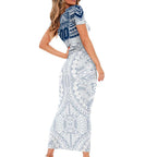 Personalized Geelong Cats Family Matching Short Sleeve Bodycon Dress and Hawaiian Shirt Polynesian Tribal Pattern Heritage Football