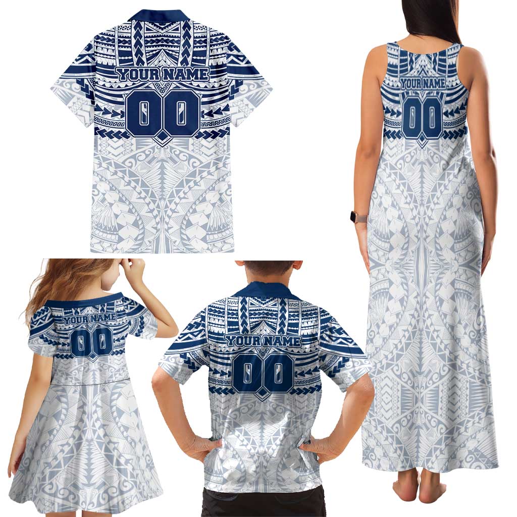 Personalized Geelong Cats Family Matching Tank Maxi Dress and Hawaiian Shirt Polynesian Tribal Pattern Heritage Football
