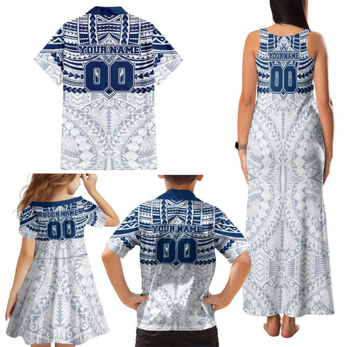 Personalized Geelong Cats Family Matching Tank Maxi Dress and Hawaiian Shirt Polynesian Tribal Pattern Heritage Football