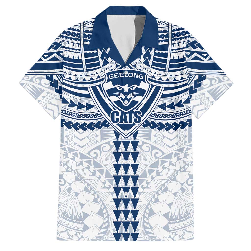 Personalized Geelong Cats Family Matching Tank Maxi Dress and Hawaiian Shirt Polynesian Tribal Pattern Heritage Football
