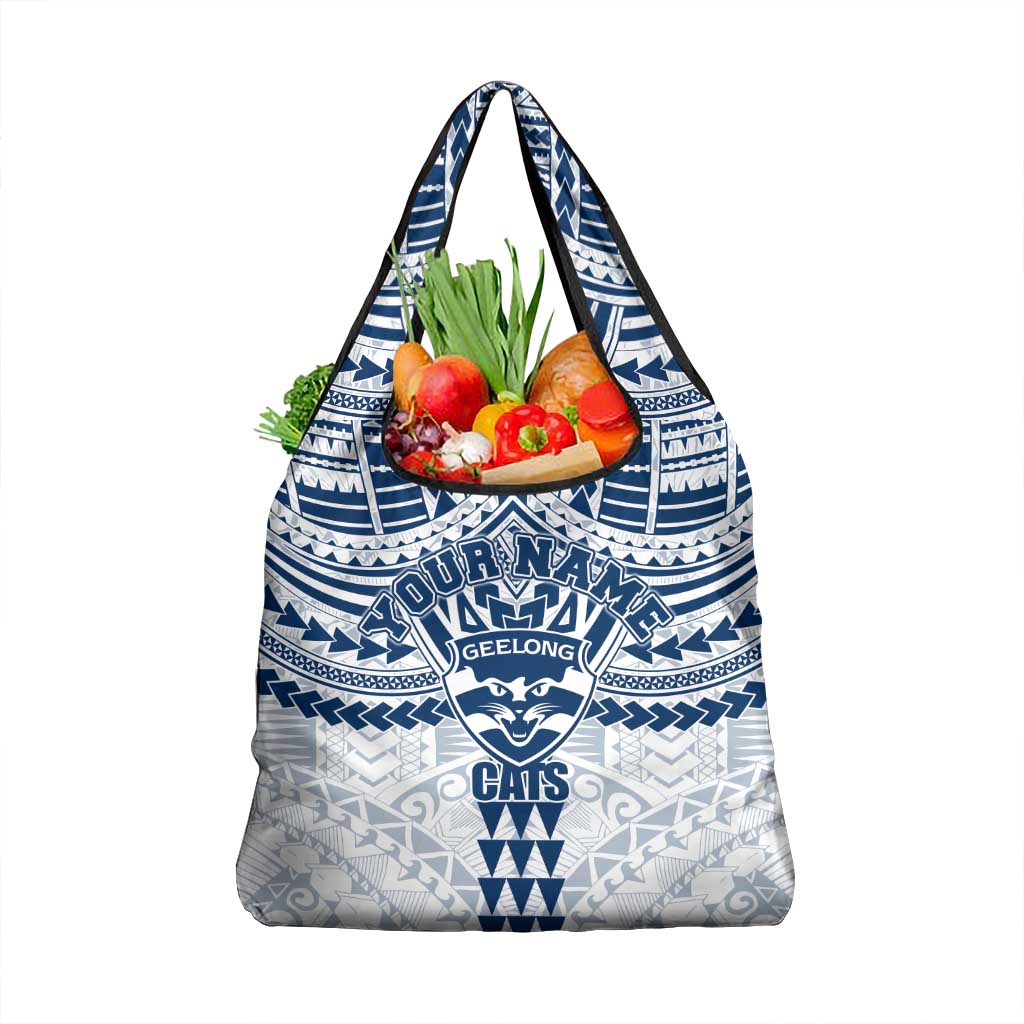 Personalized Geelong Cats Grocery Bag Polynesian Tribal Pattern Heritage Football