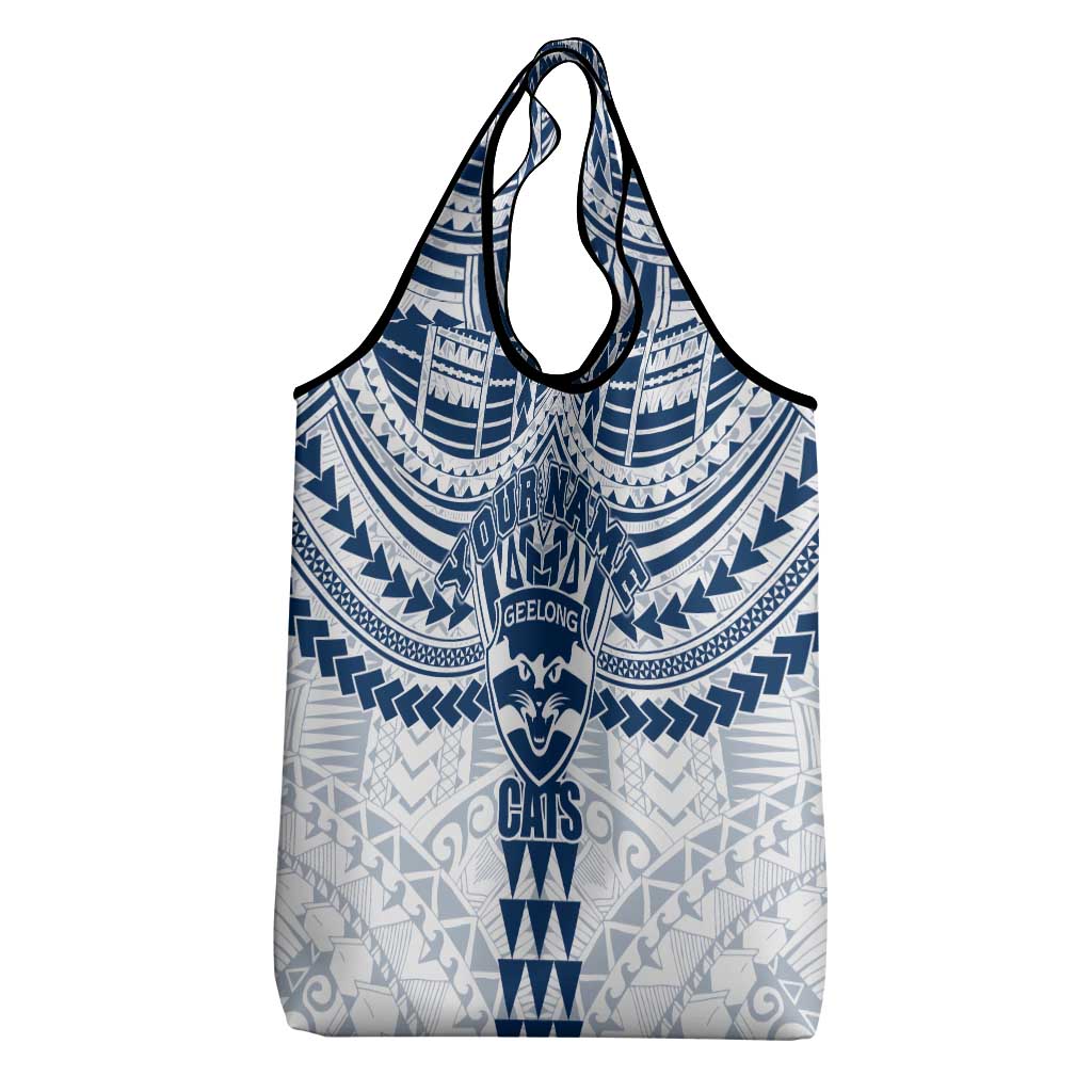 Personalized Geelong Cats Grocery Bag Polynesian Tribal Pattern Heritage Football