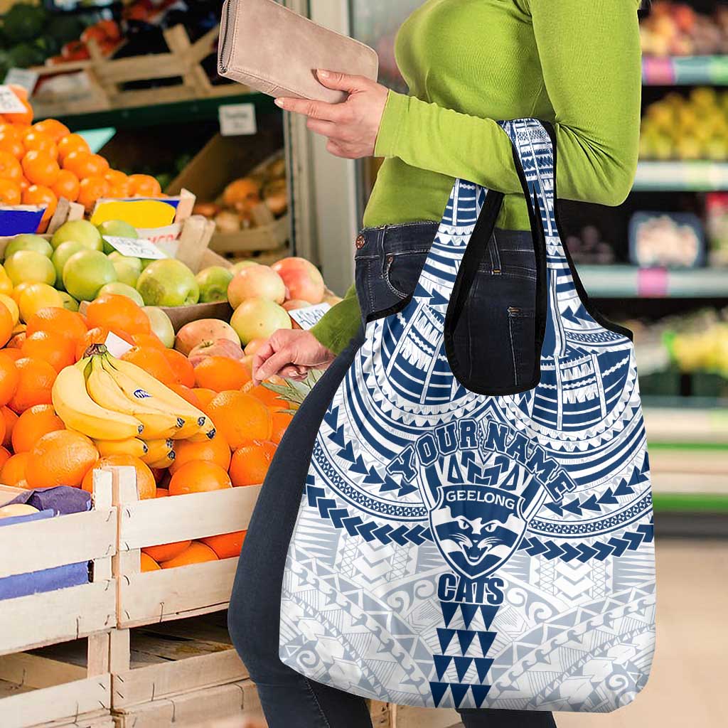 Personalized Geelong Cats Grocery Bag Polynesian Tribal Pattern Heritage Football