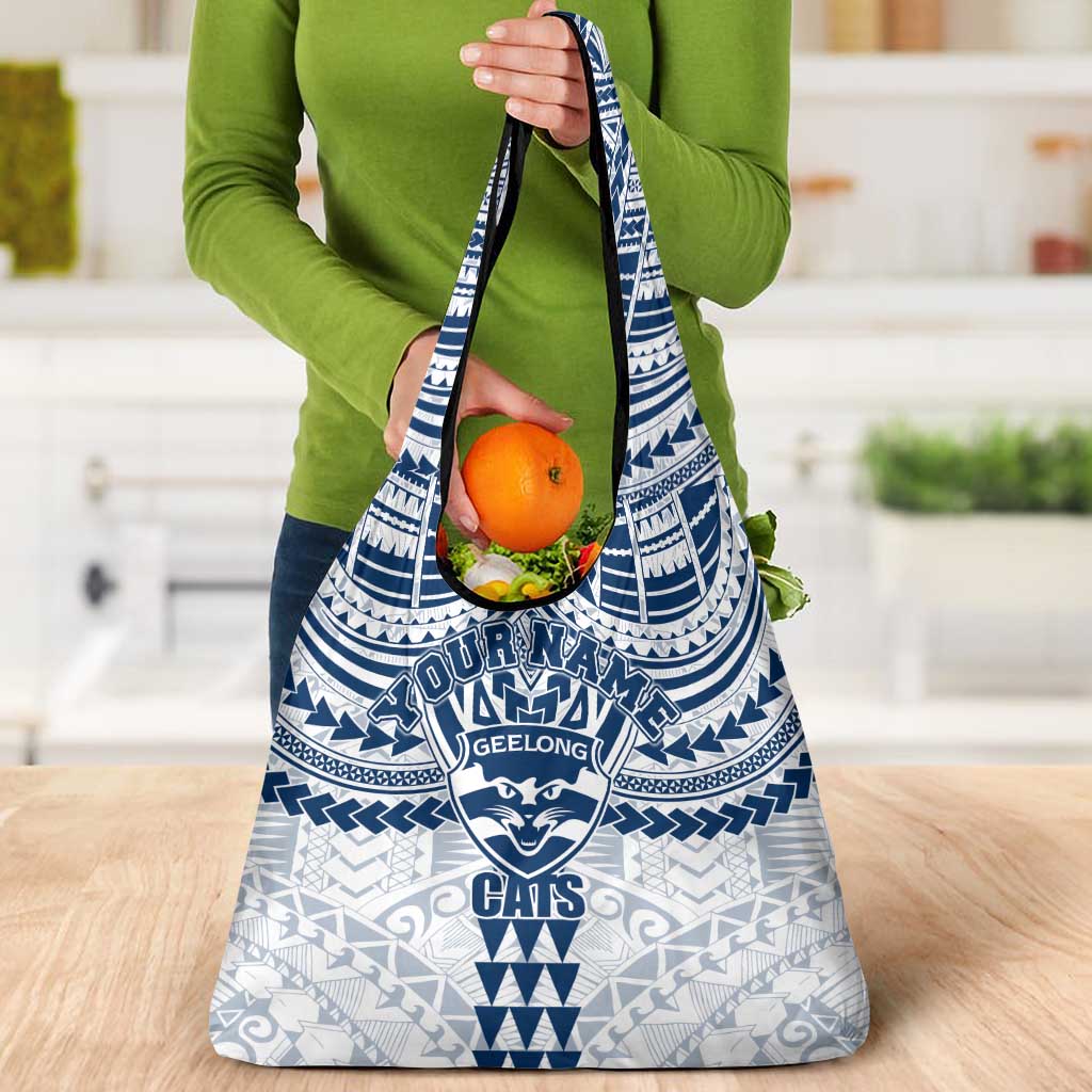 Personalized Geelong Cats Grocery Bag Polynesian Tribal Pattern Heritage Football