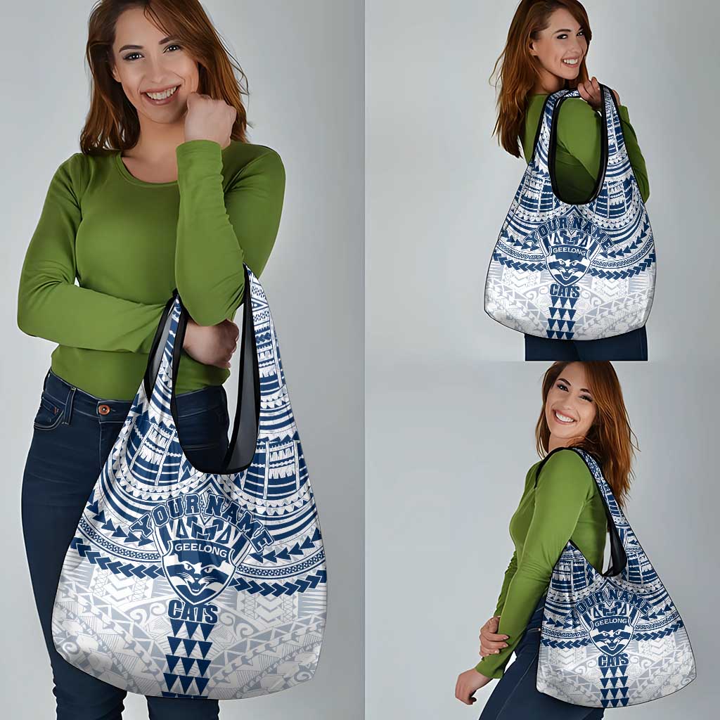 Personalized Geelong Cats Grocery Bag Polynesian Tribal Pattern Heritage Football
