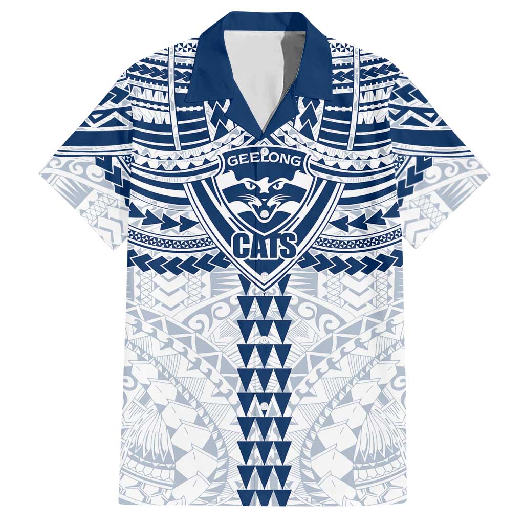 Personalized Geelong Cats Hawaiian Shirt Polynesian Tribal Pattern Heritage Football