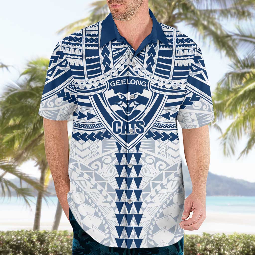 Personalized Geelong Cats Hawaiian Shirt Polynesian Tribal Pattern Heritage Football