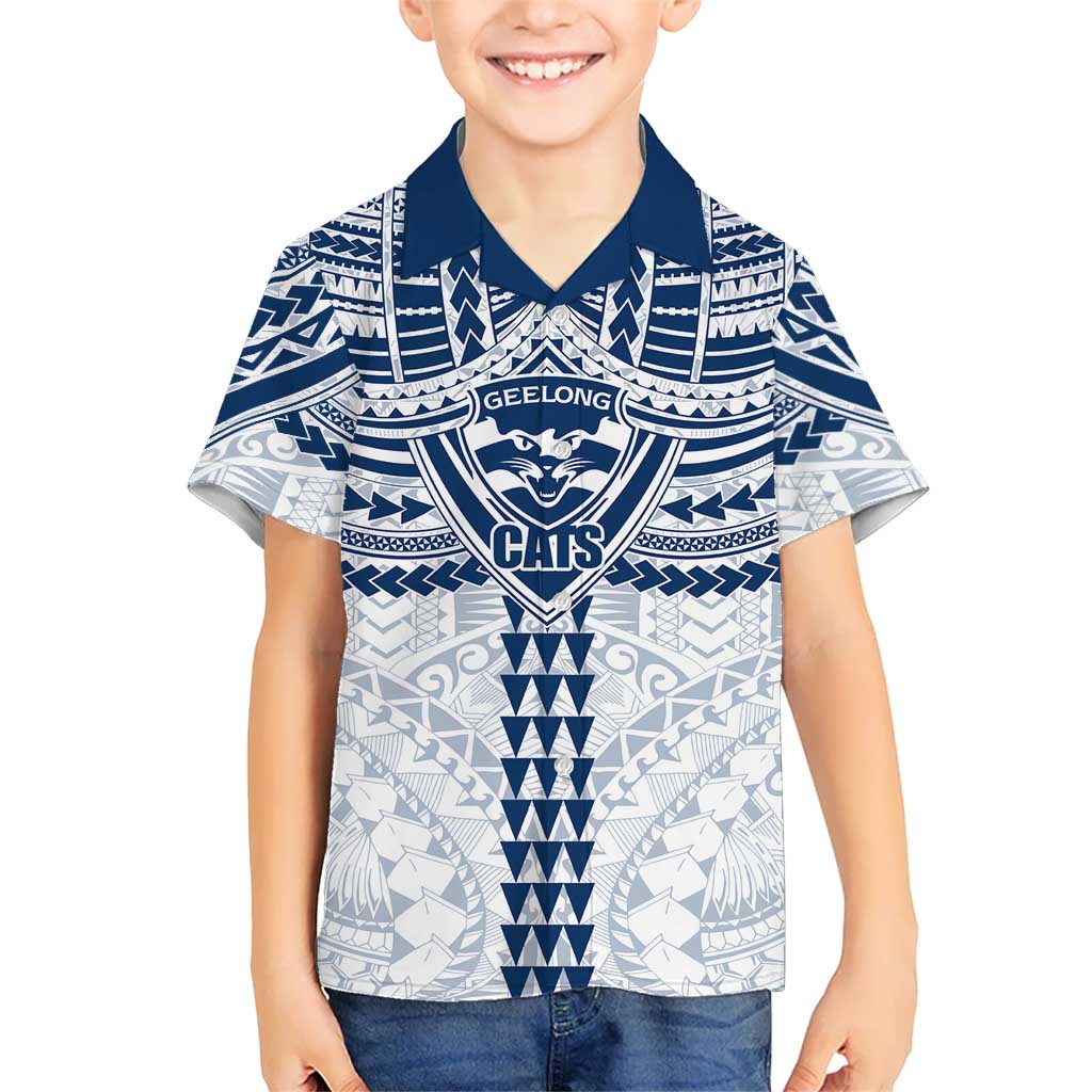 Personalized Geelong Cats Hawaiian Shirt Polynesian Tribal Pattern Heritage Football