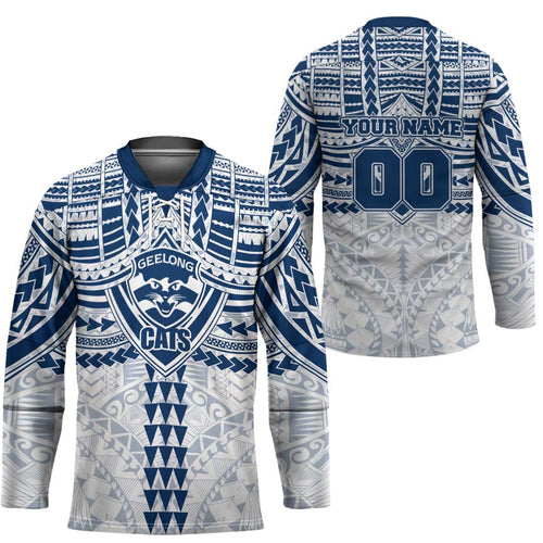 Personalized Geelong Cats Hockey Jersey Polynesian Tribal Pattern Heritage Football