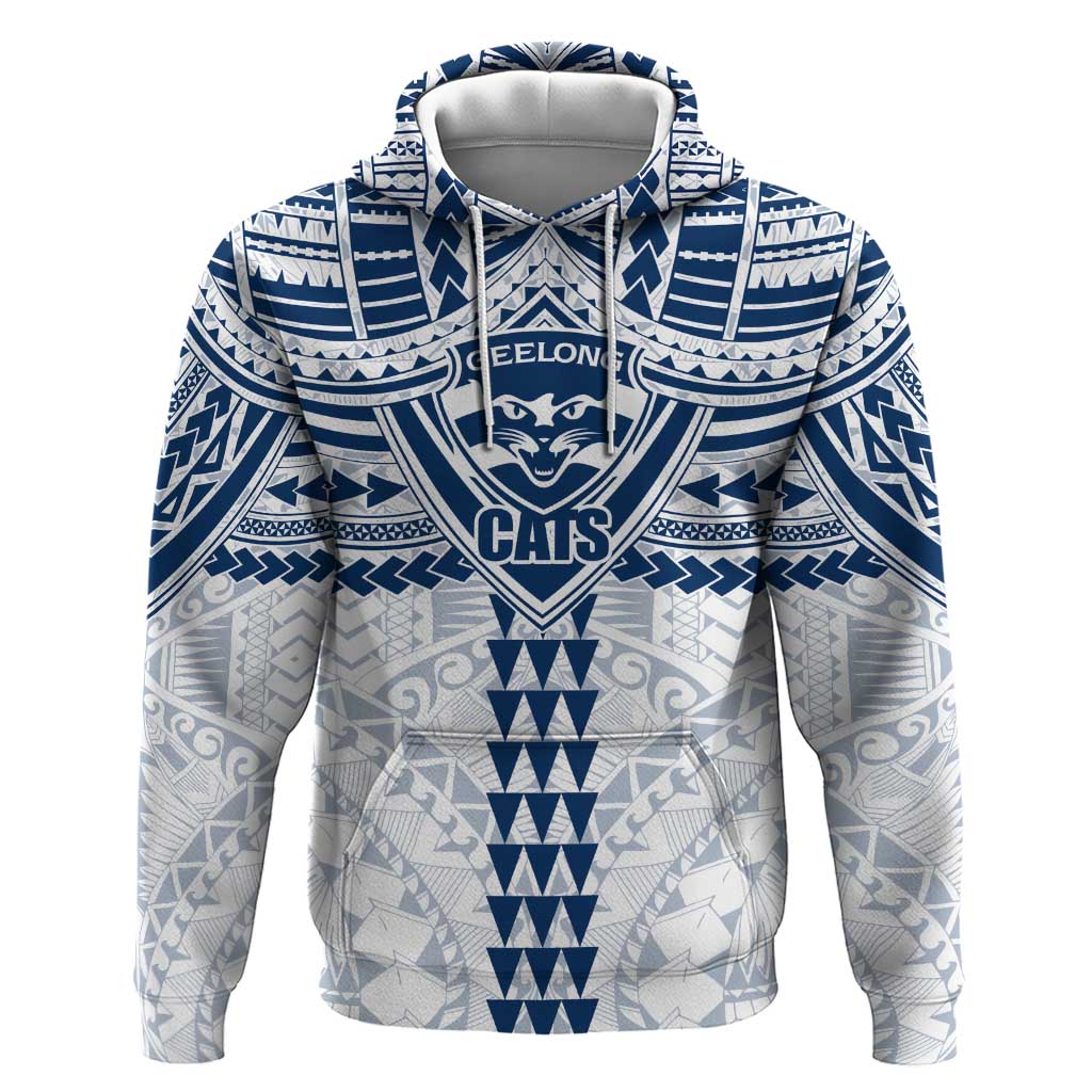 Personalized Geelong Cats Hoodie Polynesian Tribal Pattern Heritage Football