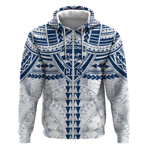 Personalized Geelong Cats Hoodie Polynesian Tribal Pattern Heritage Football