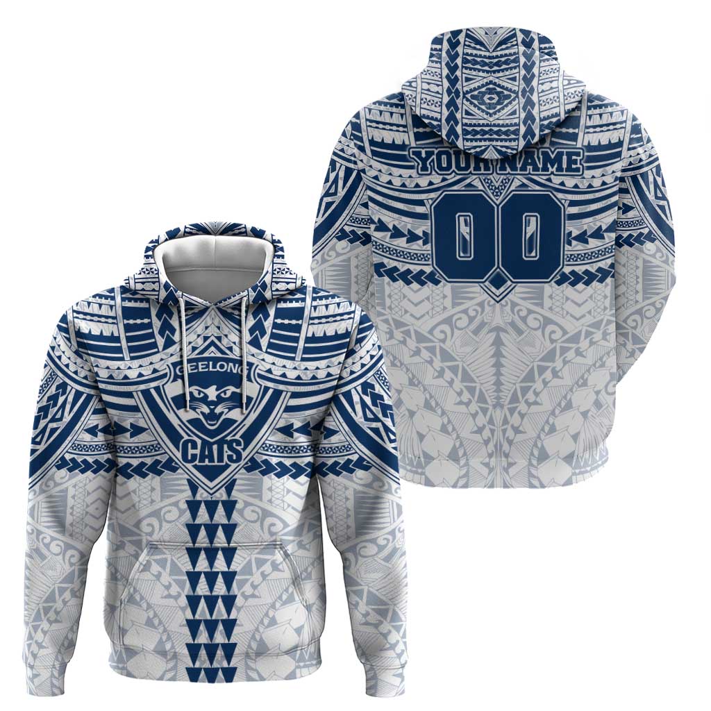 Personalized Geelong Cats Hoodie Polynesian Tribal Pattern Heritage Football