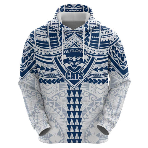 Personalized Geelong Cats Hoodie Polynesian Tribal Pattern Heritage Football