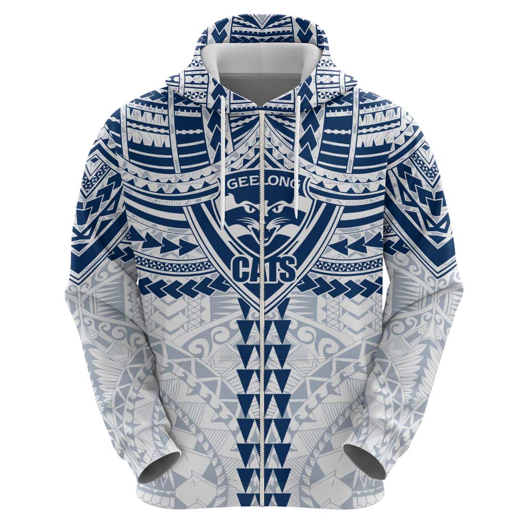Personalized Geelong Cats Hoodie Polynesian Tribal Pattern Heritage Football