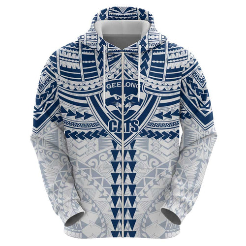 Personalized Geelong Cats Hoodie Polynesian Tribal Pattern Heritage Football