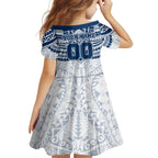 Personalized Geelong Cats Kid Short Sleeve Dress Polynesian Tribal Pattern Heritage Football