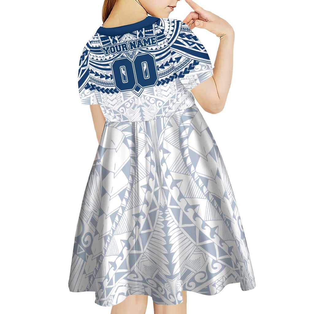 Personalized Geelong Cats Kid Short Sleeve Dress Polynesian Tribal Pattern Heritage Football