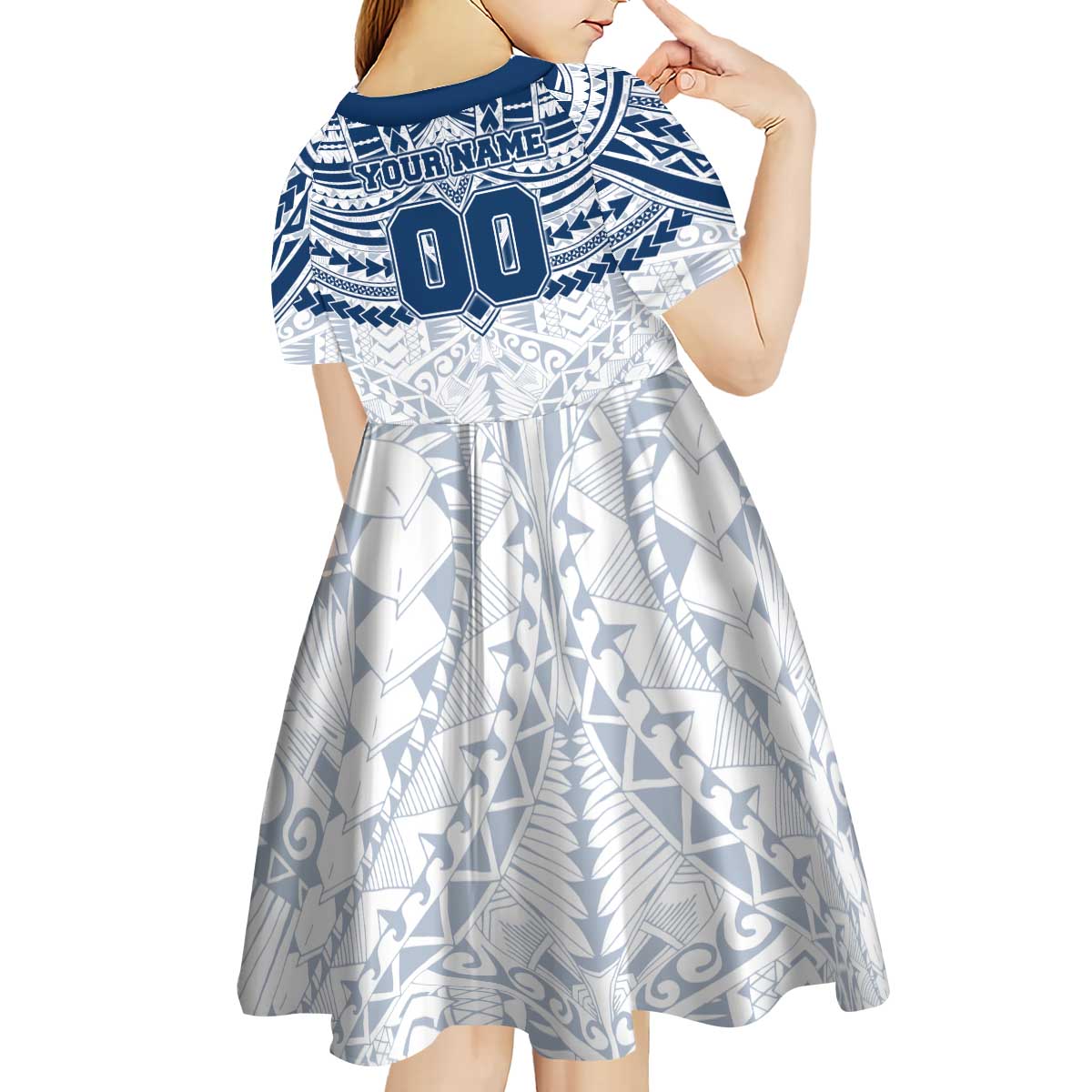 Personalized Geelong Cats Kid Short Sleeve Dress Polynesian Tribal Pattern Heritage Football