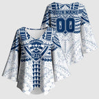 Personalized Geelong Cats Kimono Sleeve Blouse Polynesian Tribal Pattern Heritage Football