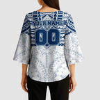Personalized Geelong Cats Kimono Sleeve Blouse Polynesian Tribal Pattern Heritage Football