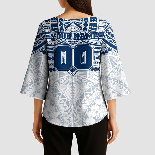 Personalized Geelong Cats Kimono Sleeve Blouse Polynesian Tribal Pattern Heritage Football