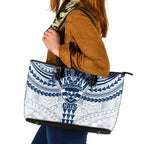Personalized Geelong Cats Leather Tote Bag Polynesian Tribal Pattern Heritage Football
