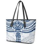 Personalized Geelong Cats Leather Tote Bag Polynesian Tribal Pattern Heritage Football