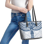 Personalized Geelong Cats Leather Tote Bag Polynesian Tribal Pattern Heritage Football