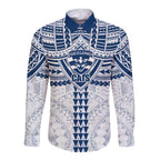 Personalized Geelong Cats Long Sleeve Button Shirt Polynesian Tribal Pattern Heritage Football