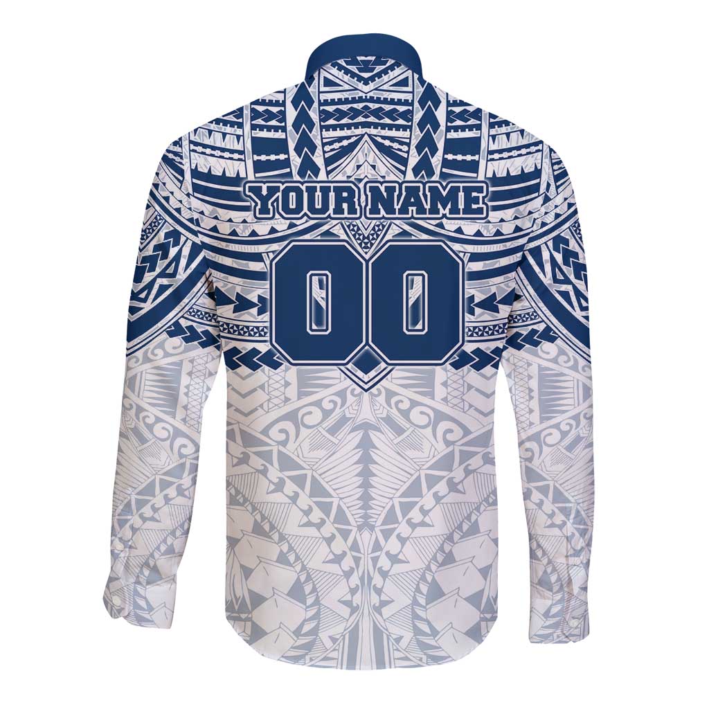Personalized Geelong Cats Long Sleeve Button Shirt Polynesian Tribal Pattern Heritage Football