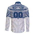 Personalized Geelong Cats Long Sleeve Button Shirt Polynesian Tribal Pattern Heritage Football