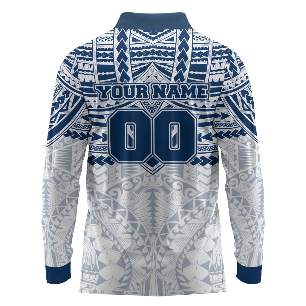 Personalized Geelong Cats Long Sleeve Polo Shirt Polynesian Tribal Pattern Heritage Football