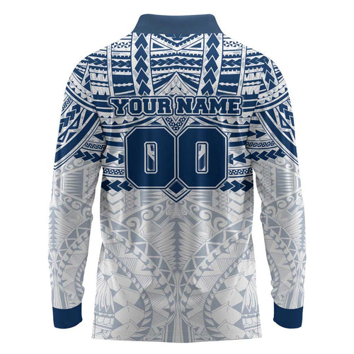 Personalized Geelong Cats Long Sleeve Polo Shirt Polynesian Tribal Pattern Heritage Football