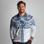 Personalized Geelong Cats Long Sleeve Polo Shirt Polynesian Tribal Pattern Heritage Football